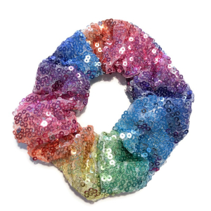 Regenboog Scrunchie met pailletten